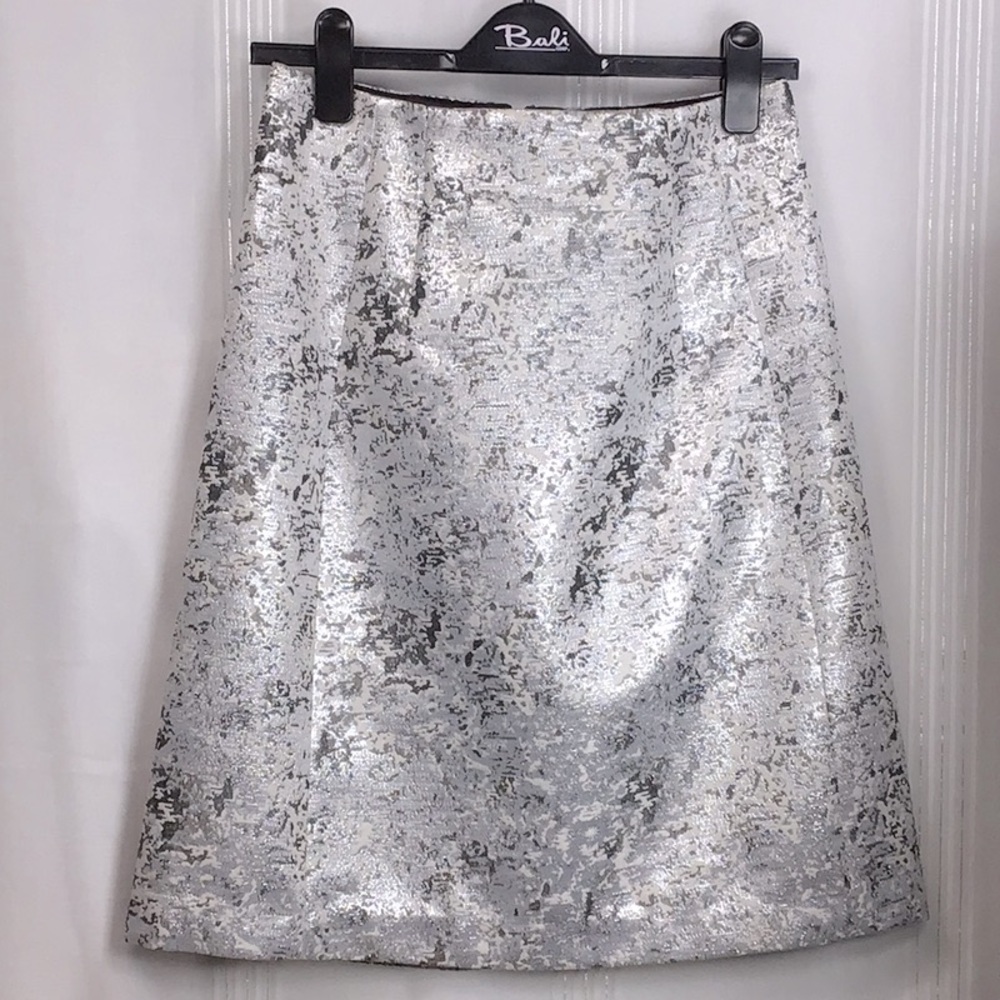Silver Metallic A-Line Skirt